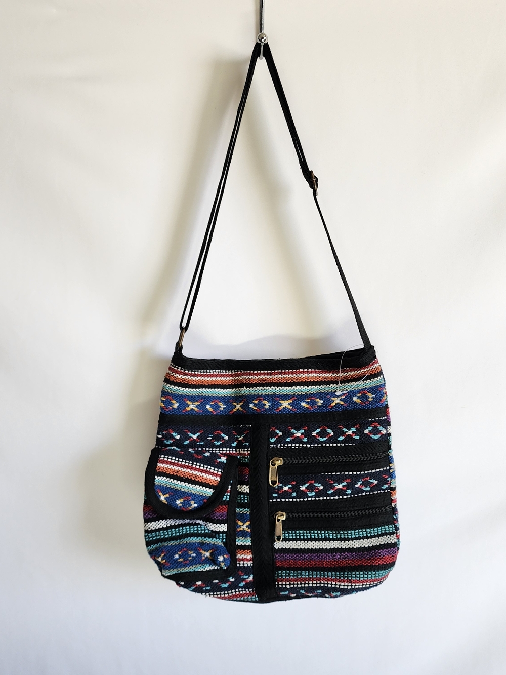 Colorful Woven Crossbody Bag with Adjustable Strap